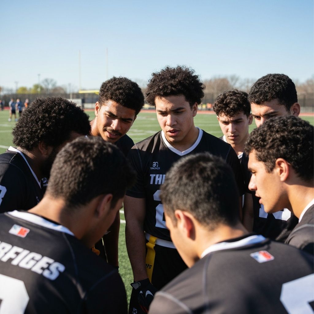 Pre-game huddle before the big game. Unity is our strength.